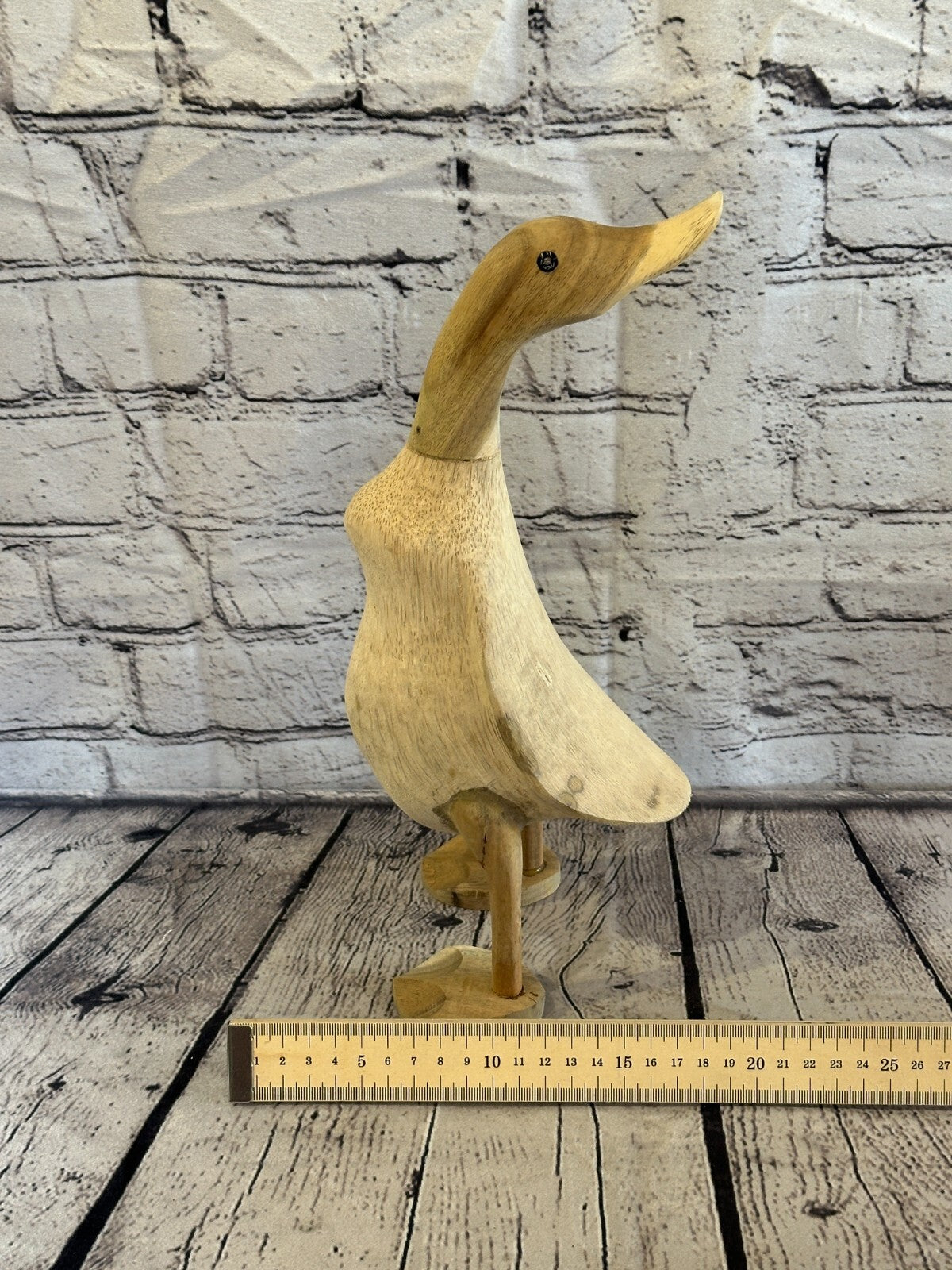 Looking Back 30cm Tall Wooden Hairy Duckling Baby Duck Bamboo Root Fairtrade