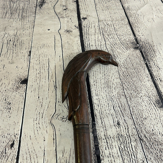 Humming Bird 90cm Tribal African Walking Stick Cane Hand Carved Dark Wood