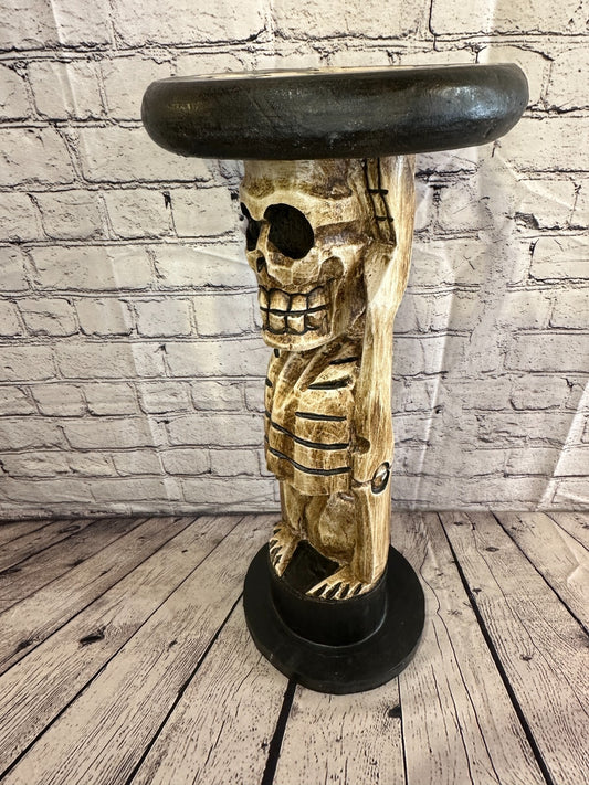 50cm Skeleton Wood Side Table Bone Skull Flower Stand Solid Wood Gothic New