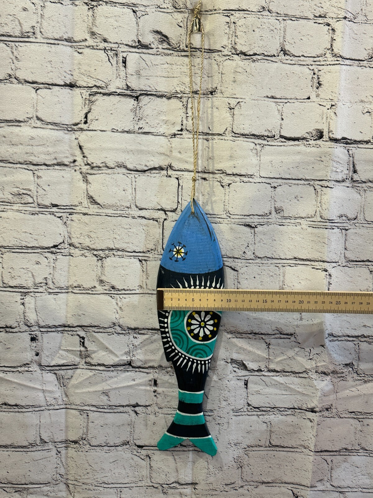 40cm Hanging Fish Hand Painted Fish Wooden Hanging Fish Coastal Decor Design 3