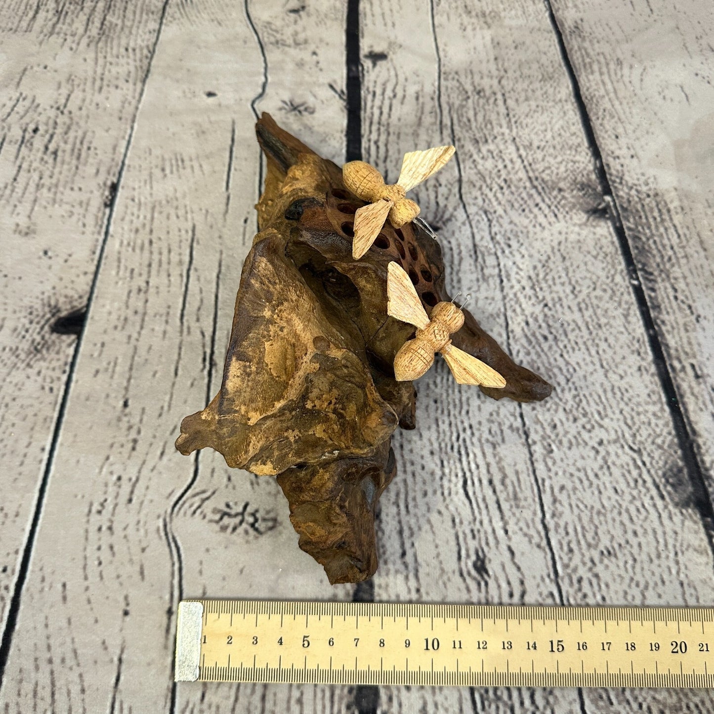 Bees Honeycomb Wall Art Mushroom Parasite Wood Ornament Natural Carving Wooden