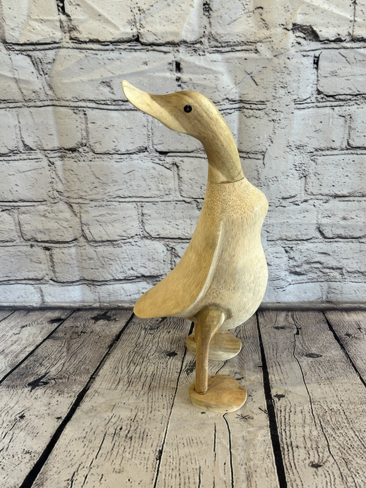 Looking Back 30cm Tall Wooden Hairy Duckling Baby Duck Bamboo Root Fairtrade