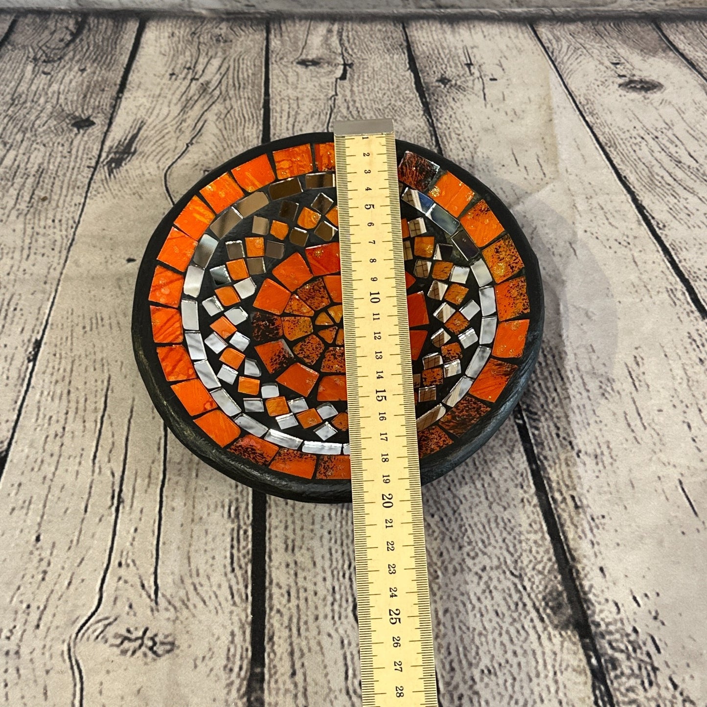 20cm Orange Round Mosaic Handmade Ceramic Glass Tile Bowl Fruit