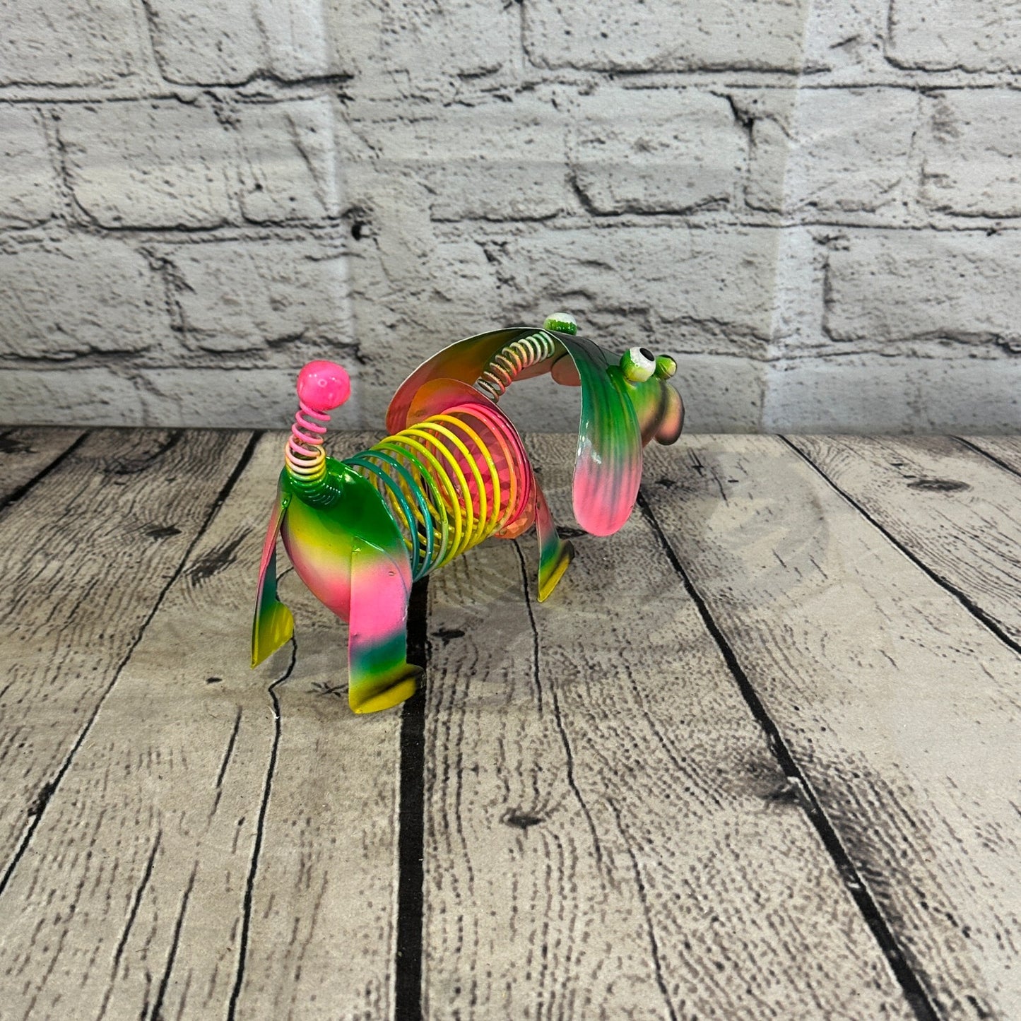20cm x 15cm Green Bight Colour Spring Dog Cartoon Ornament Painted Statue
