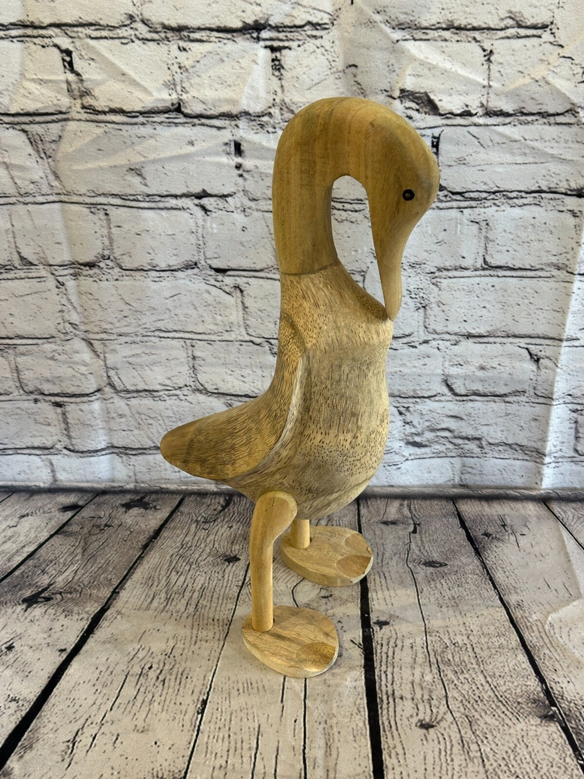 Swan Neck 40cm Tall Wooden Hairy Duckling Baby Duck Bamboo Root Fairtrade