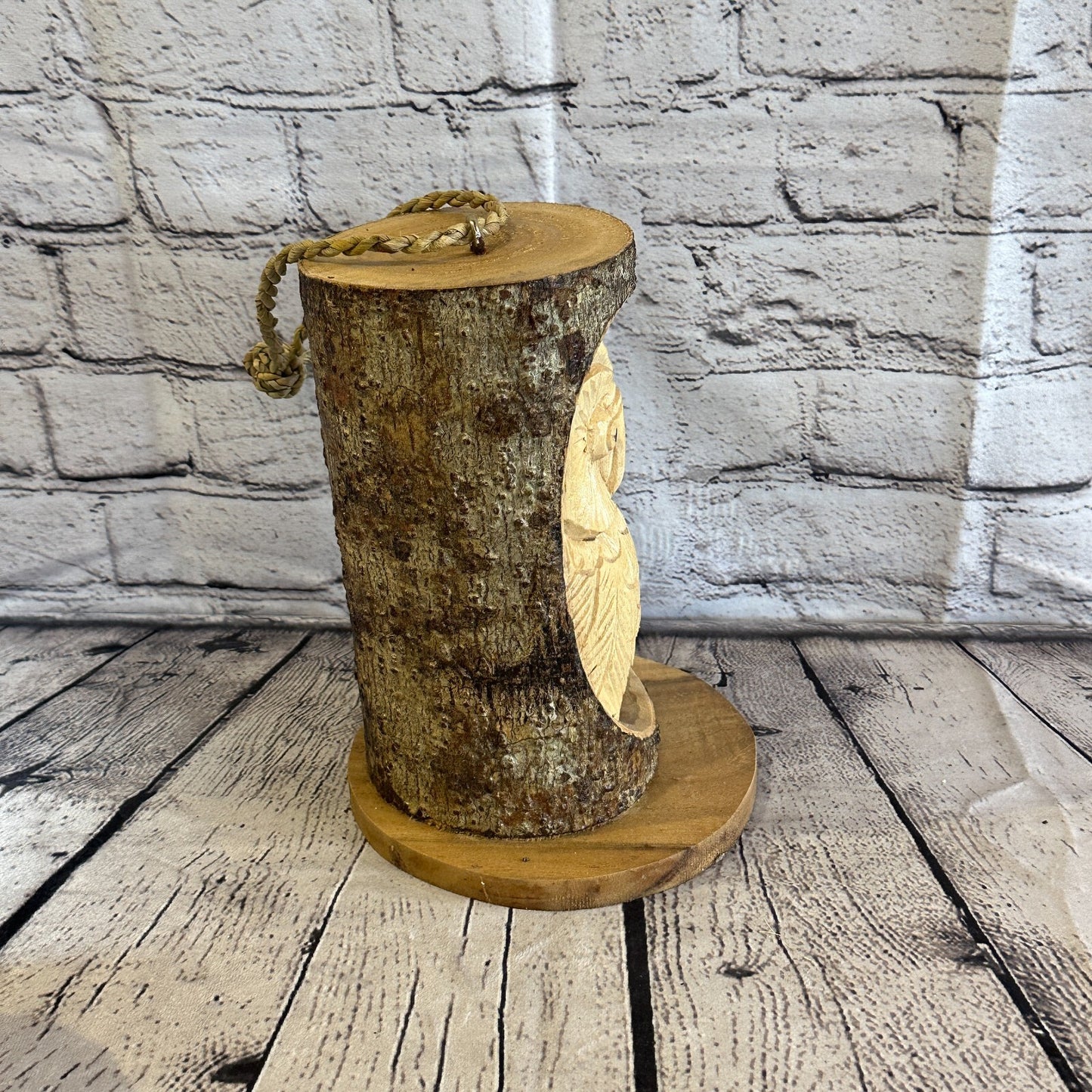 Bird House Barn Owl Of The Woods 25cm Hand Carved Tree Trunk Wood Fairtrade