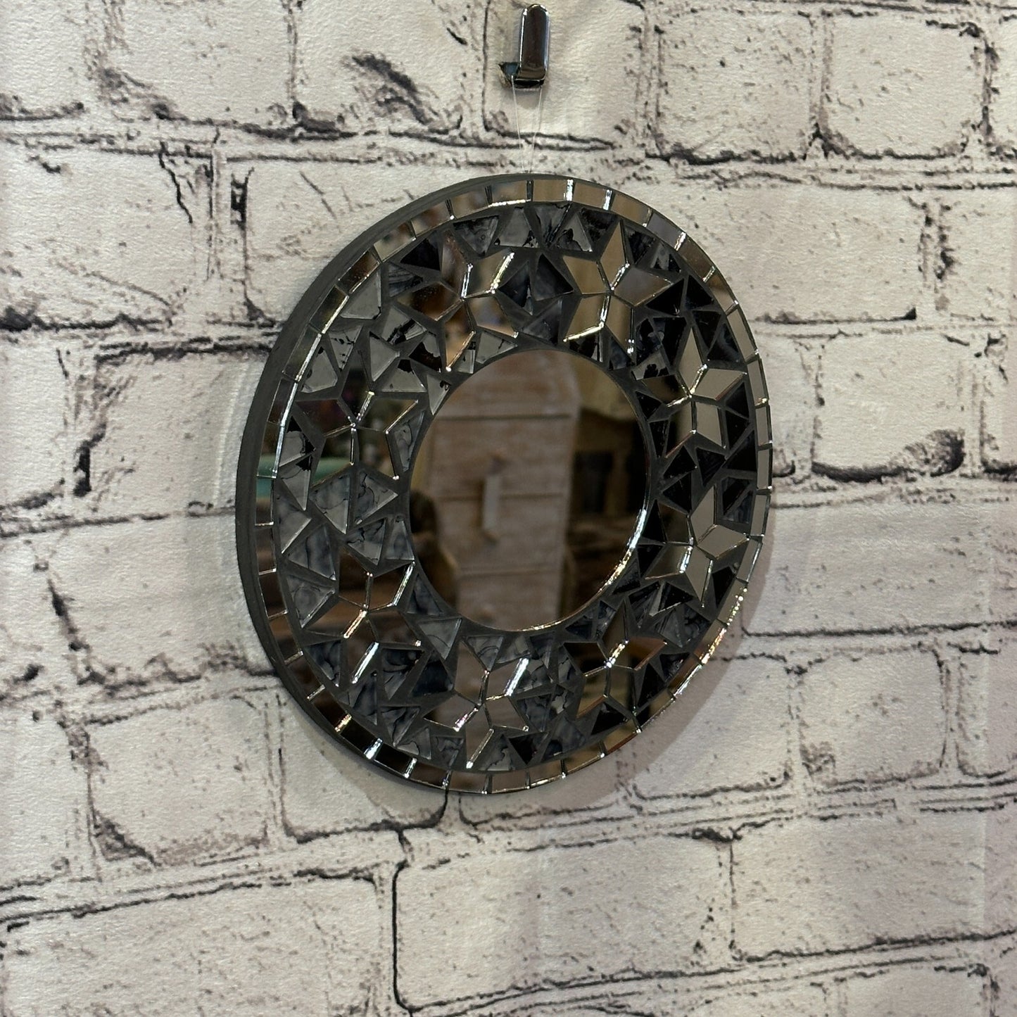 Black Star Mosaic Tile Wall Mirror 20cm x 20cm 8 Inches Handmade New