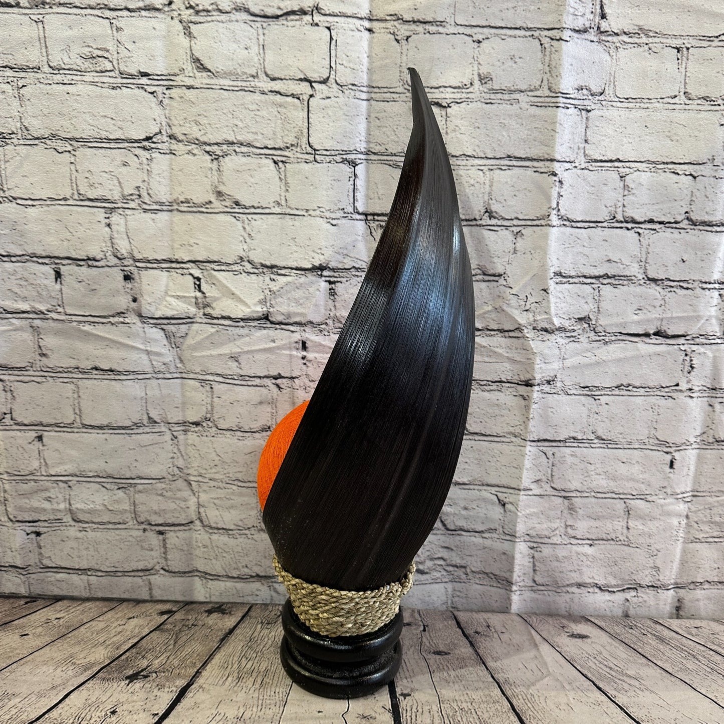 Orange Dark Brown Natural 60cm Tall Leaf Lamp Twist LED UK Mains Plug Design 4
