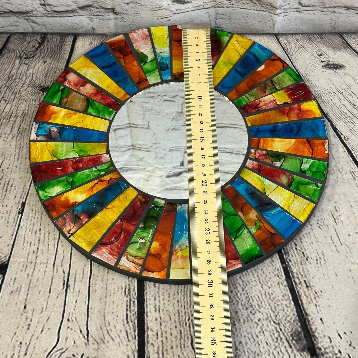 Rainbow Black Line Mosaic Tile Wall Mirror 30cm x 30cm 12 Inches Handmade New