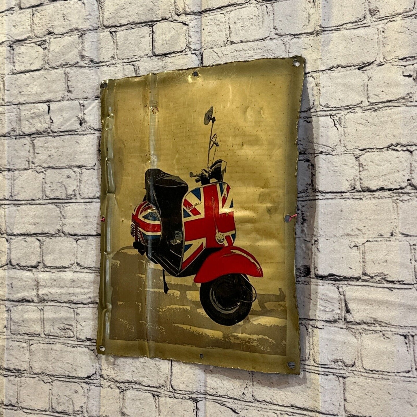 UK Vespa Moped Poster Advert Wall Plaque 42cm x 36cm Vintage Retro Tin Sign