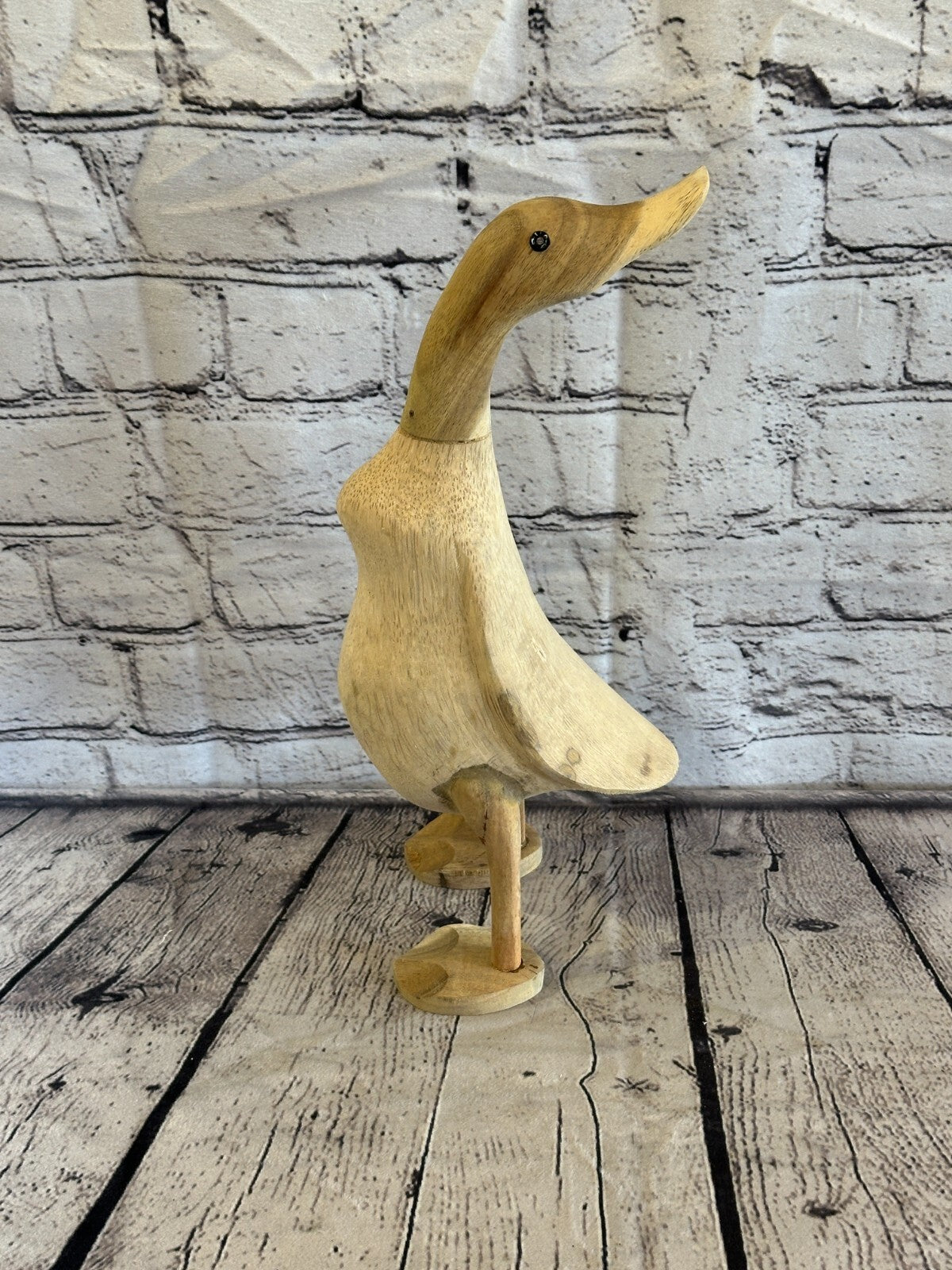 Looking Back 30cm Tall Wooden Hairy Duckling Baby Duck Bamboo Root Fairtrade