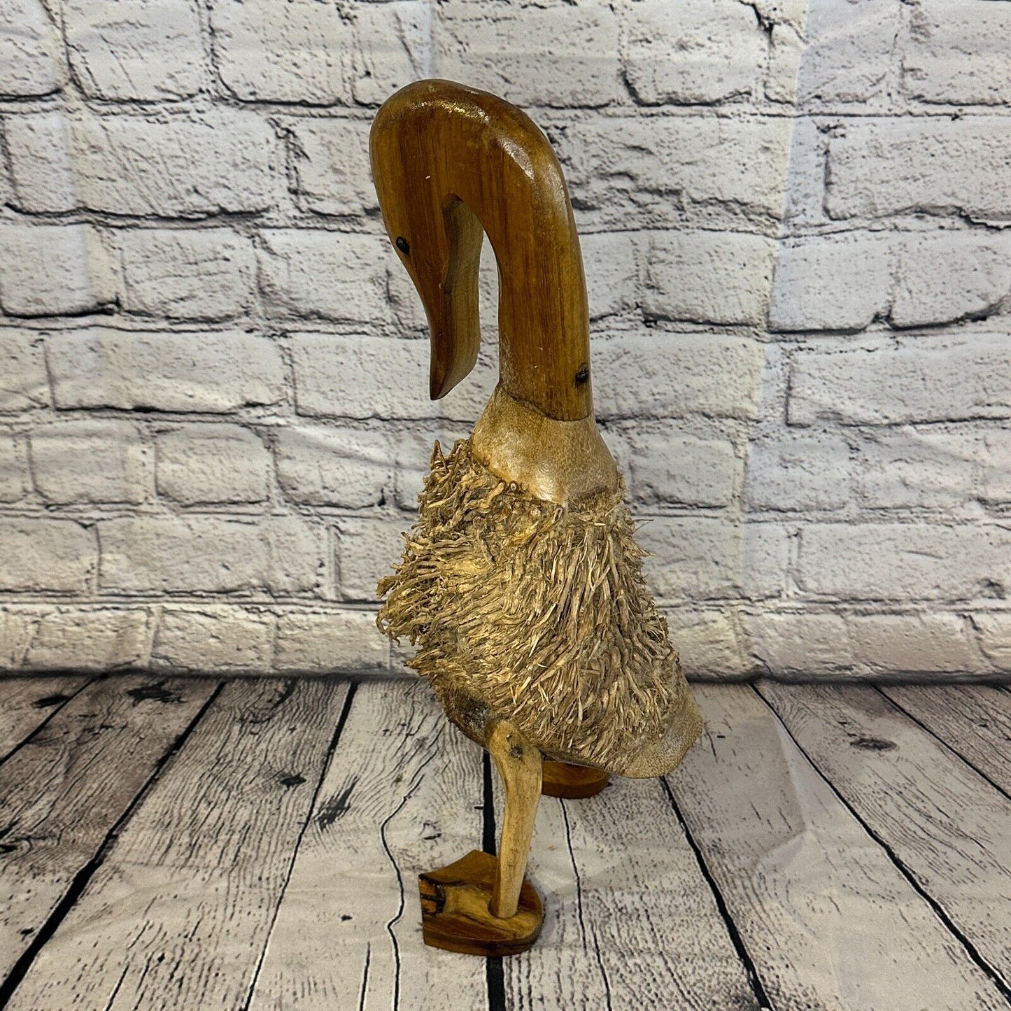 Swan Neck 40cm Tall Wooden Hairy Duckling Baby Duck Bamboo Root Fairtrade