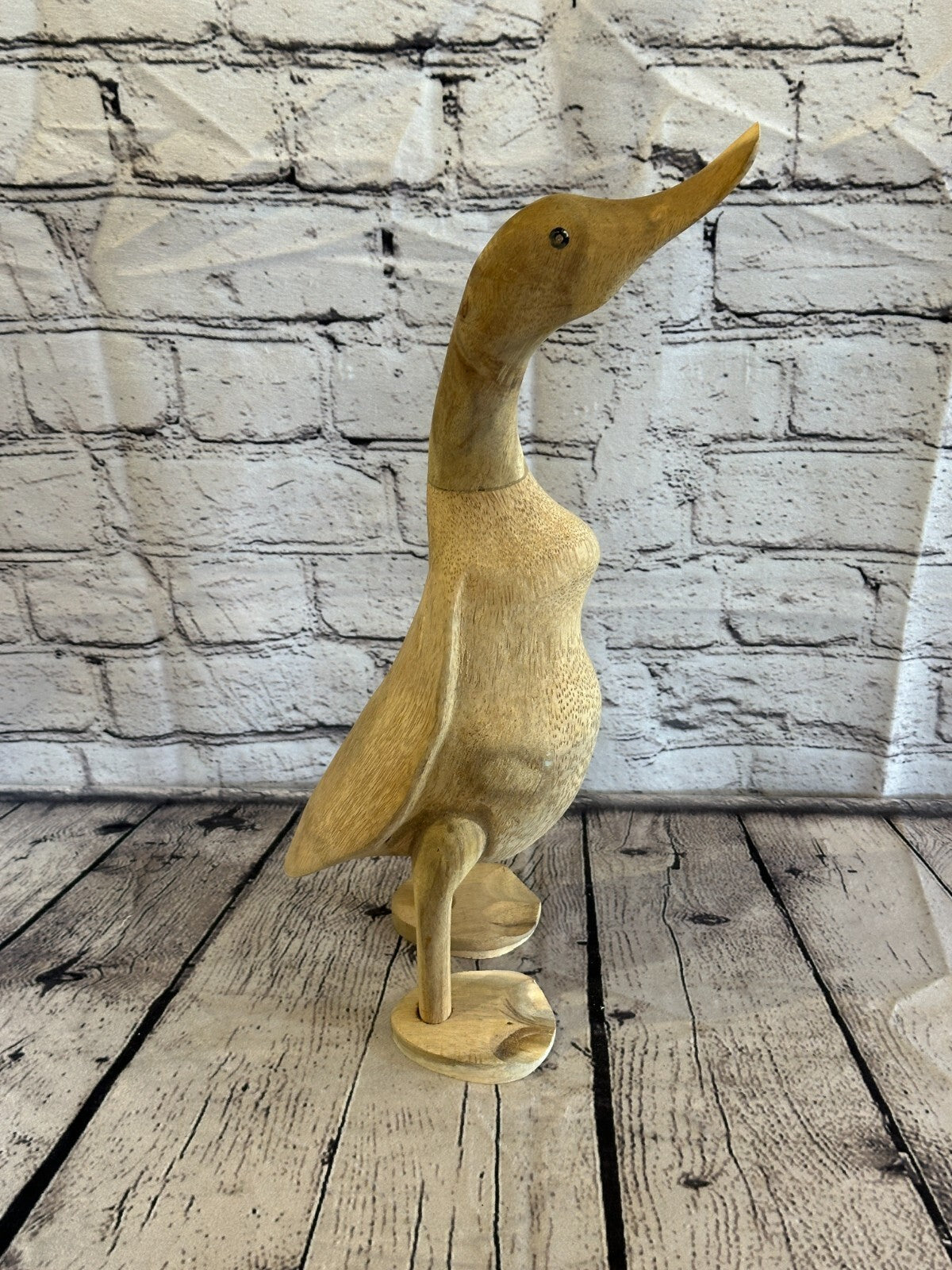 Looking Forward 40cm Tall Wooden Hairy Duckling Baby Duck Bamboo Root Fairtrade