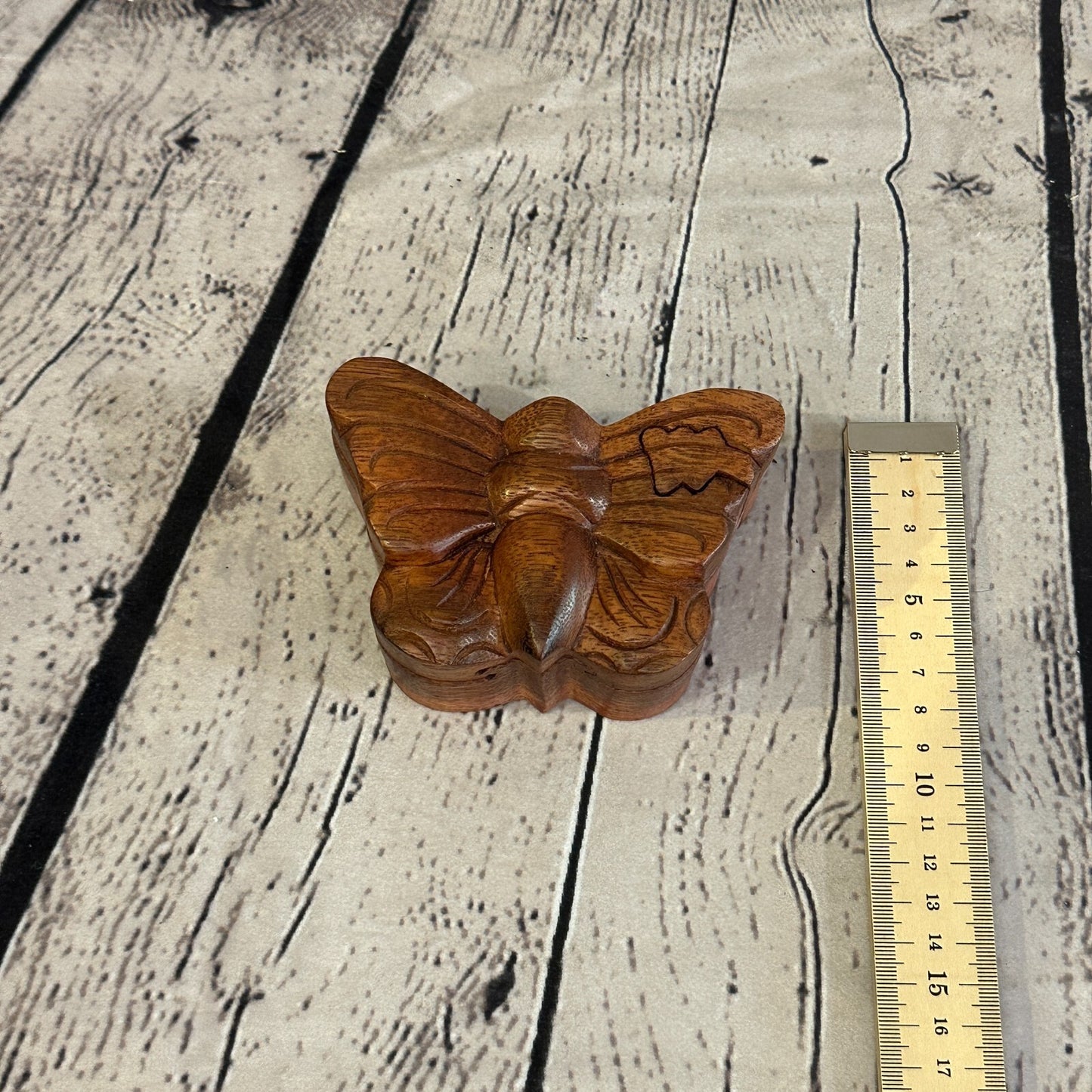 Carved Butterfly 4 Bit Wooden Puzzle Box Secret Box Magic Trinket Handmade