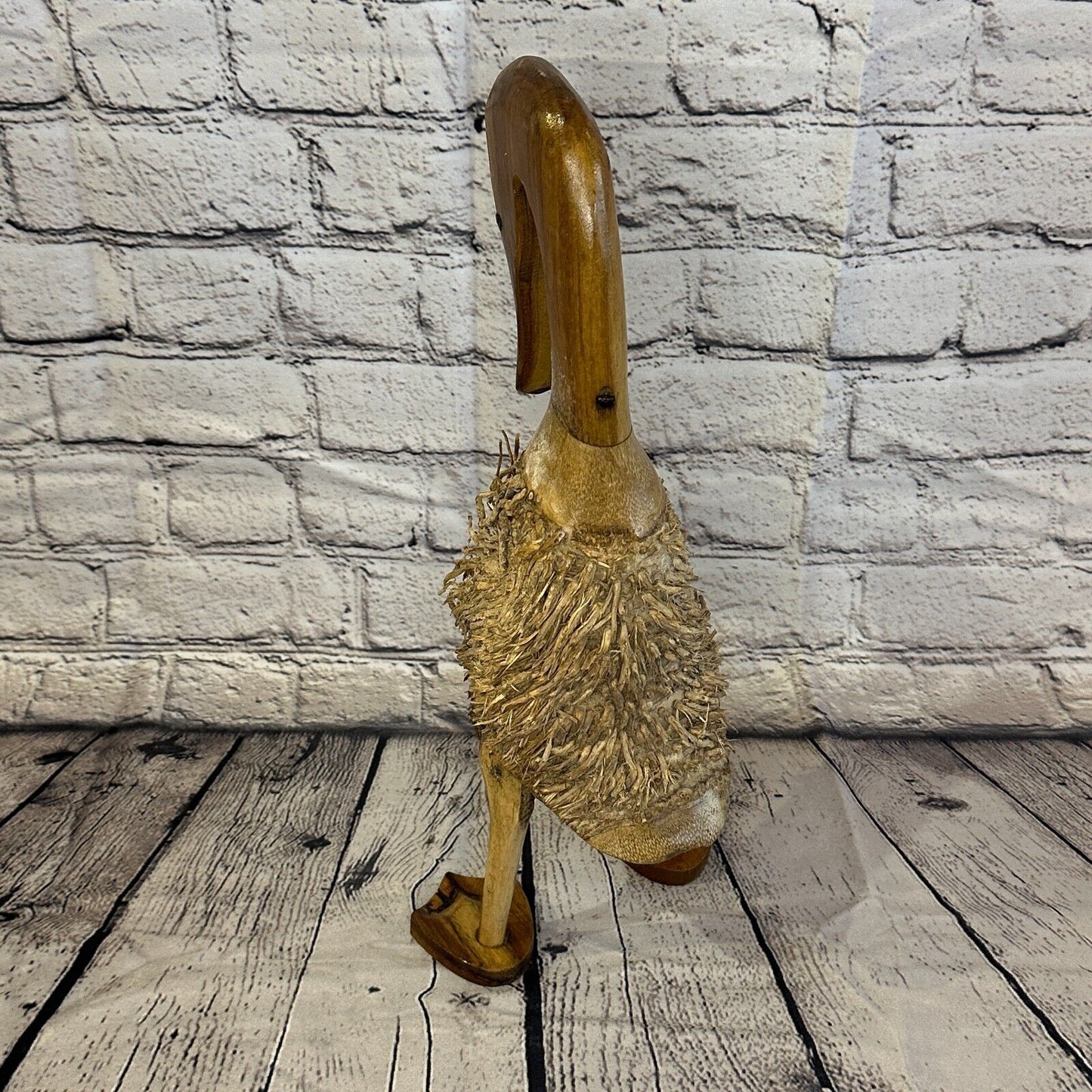 Swan Neck 40cm Tall Wooden Hairy Duckling Baby Duck Bamboo Root Fairtrade
