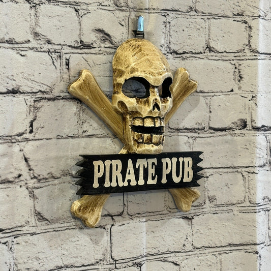 Skull & Crossbones Pirate Pub Pirate Sign Door Plaque 20cm x 20cm Handmade