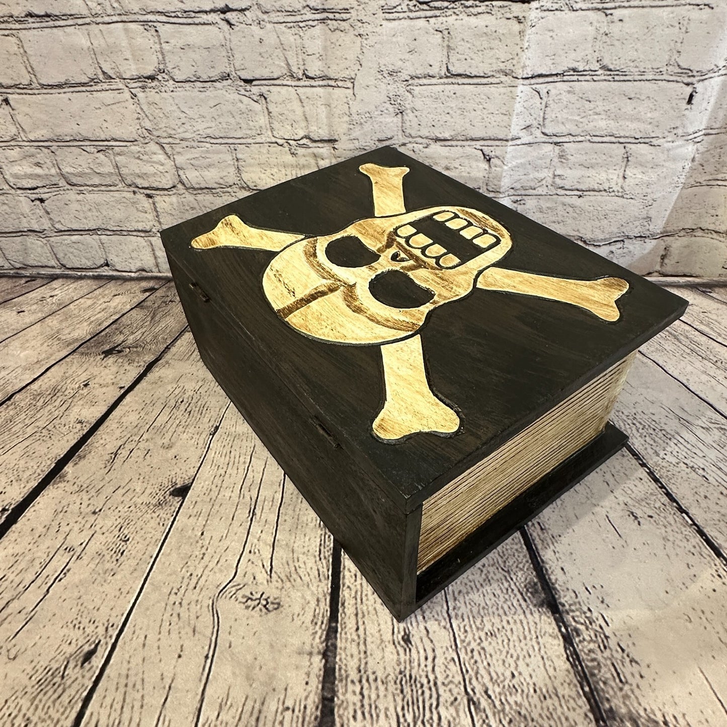 30cm x 22cm Book Wooden Gothic Skeleton Skull Coffin Jewellery Trinket Box