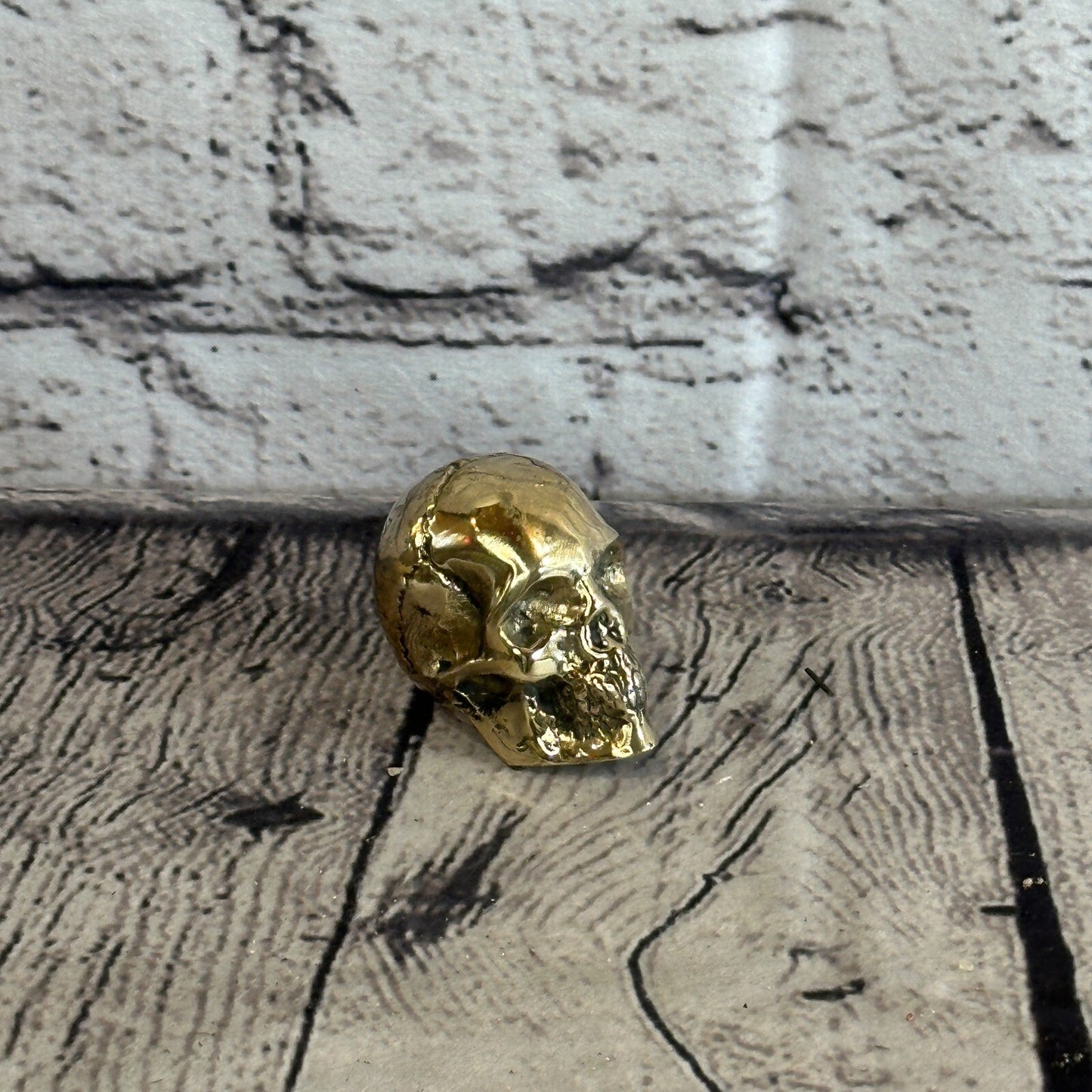 4cm x 4cm Antique Bronze Colour Skull Human Head Sculpture Ornament Home Office