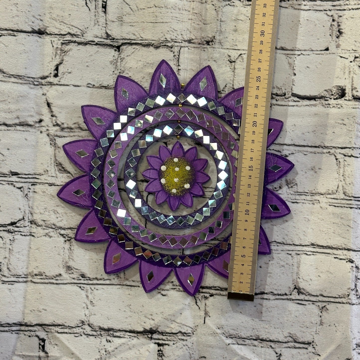 25cm Purple Sunflower Hanging With Mirrors Window Suncatcher Indoor Mobile