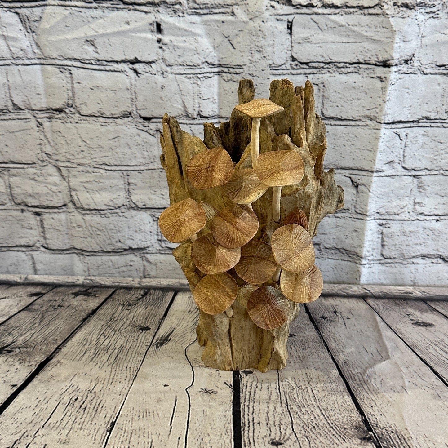 30cm Tall Mushrooms Cluster Parasite Ornament Natural Carving Fairtrade Wooden