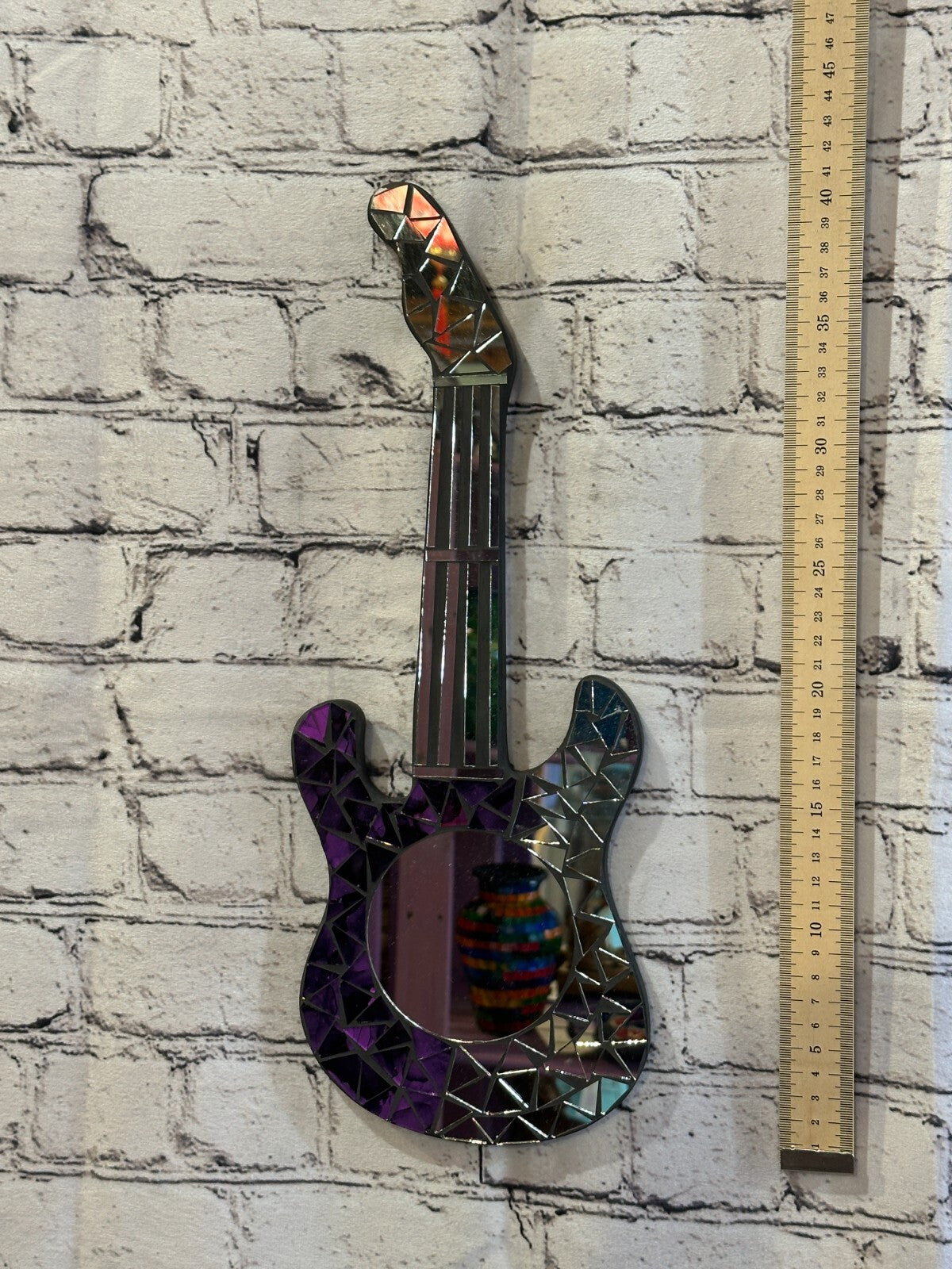 Purple Guitar Mosaic Tile Wall Mirror 40cm x 15cm 16 Inches Handmade New