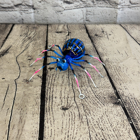 12cm x 8cm Blue Spider Bug Metal Tin Wall Hanging Ornament Painted Statue