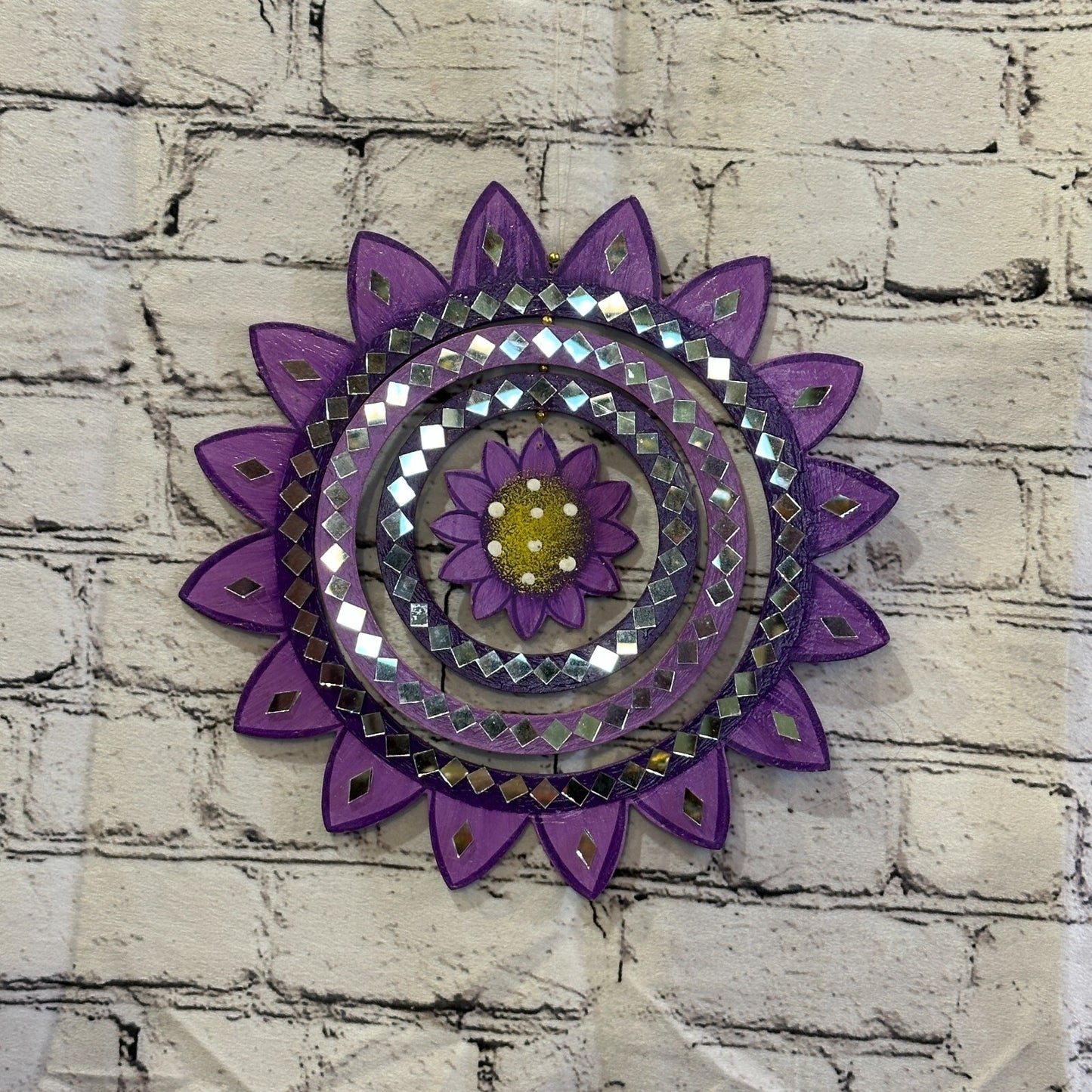 25cm Purple Sunflower Hanging With Mirrors Window Suncatcher Indoor Mobile