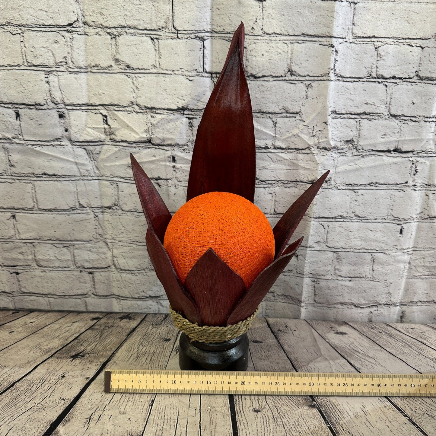 Orange Red Leaf Natural 50cm Tall Leaf Lamp Twist LED UK Mains Plug Design 8