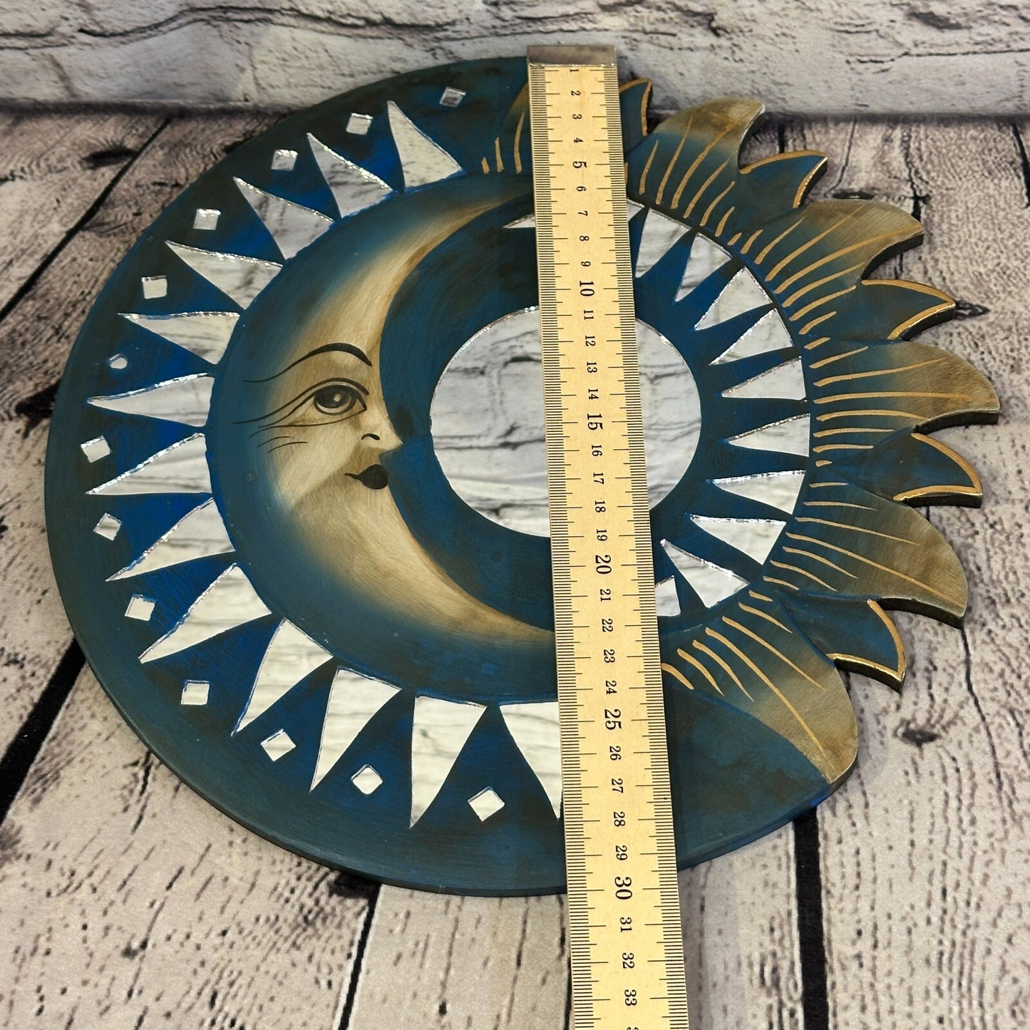 Blue Half Moon Mosaic Tile Wall Mirror 30cm x 30cm 12 Inches Handmade Fairtrade