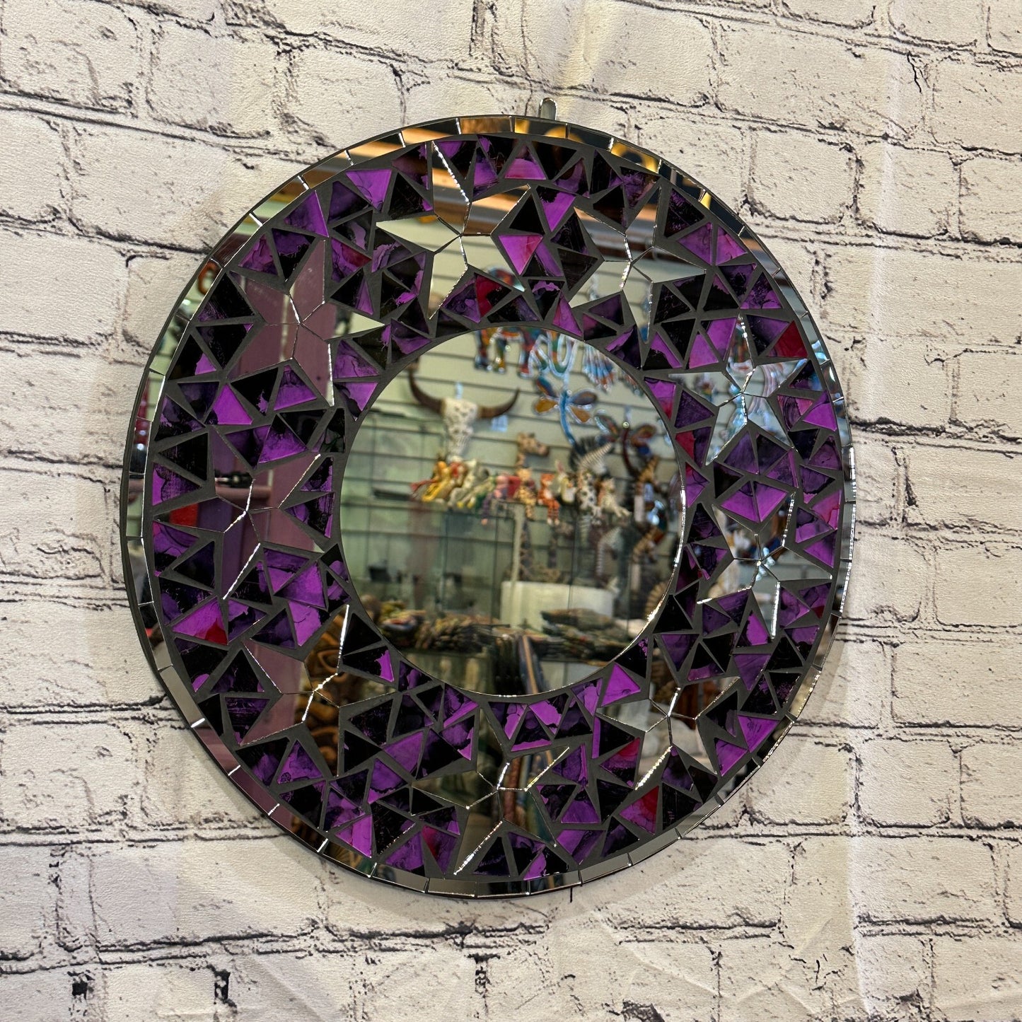 Purple Stars Mosaic Tile Wall Mirror 40cm x 40cm 16 Inches Handmade New