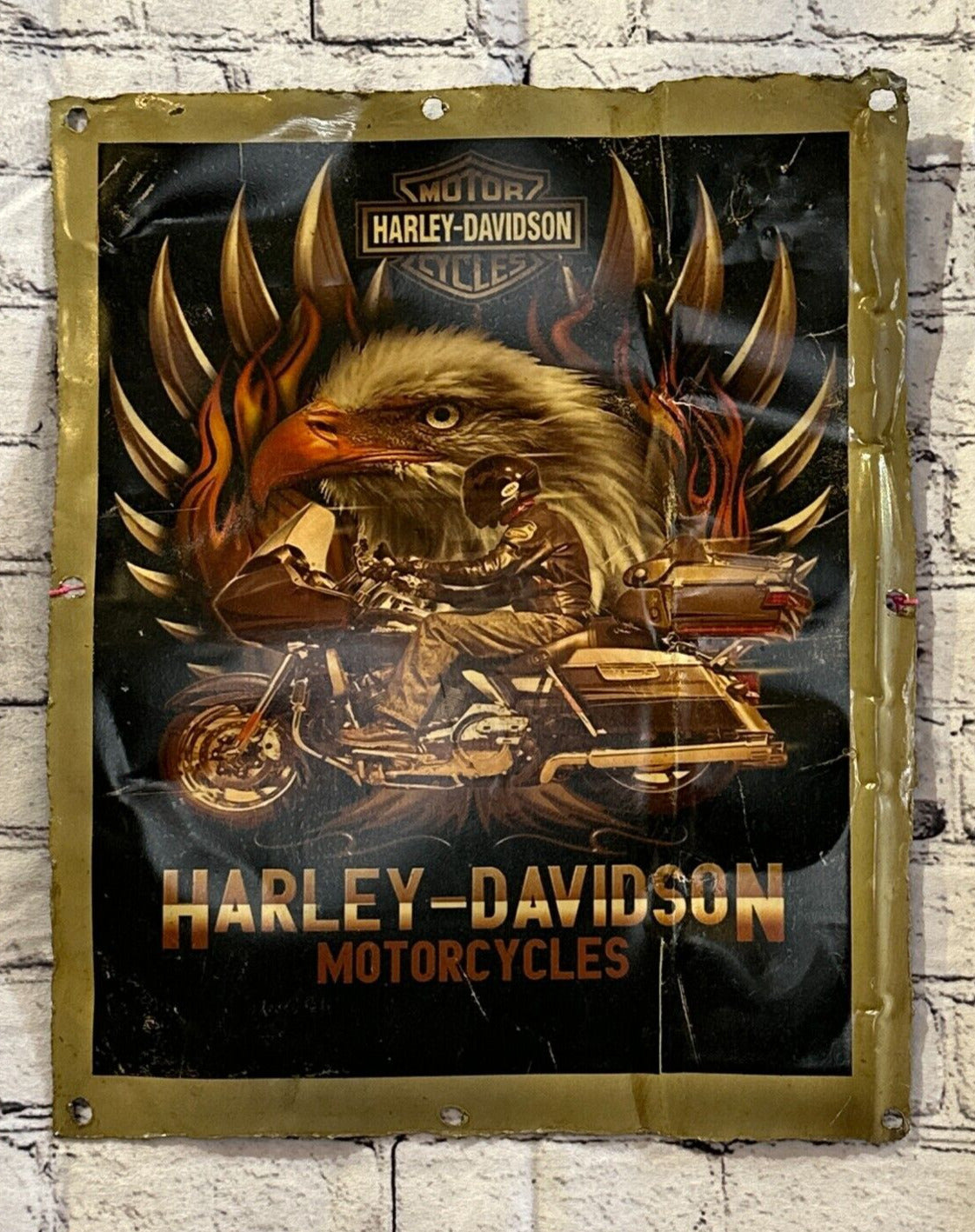 Harley Davidson Eagle Bike Advert Wall Plaque 42cm x 36cm Vintage Retro Tin Sign