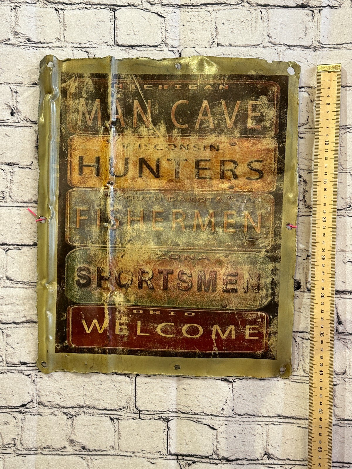 US States Manly Poster Advert Wall Plaque 42cm x 36cm Vintage Retro Tin Sign
