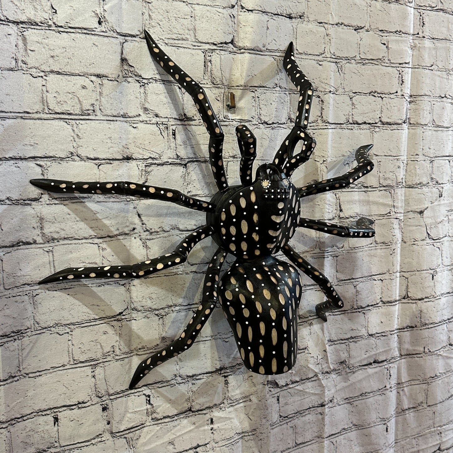 50cm x 45cm Wood Dark Spider Carving Hand Carved Walking Spider Tarantula Statue