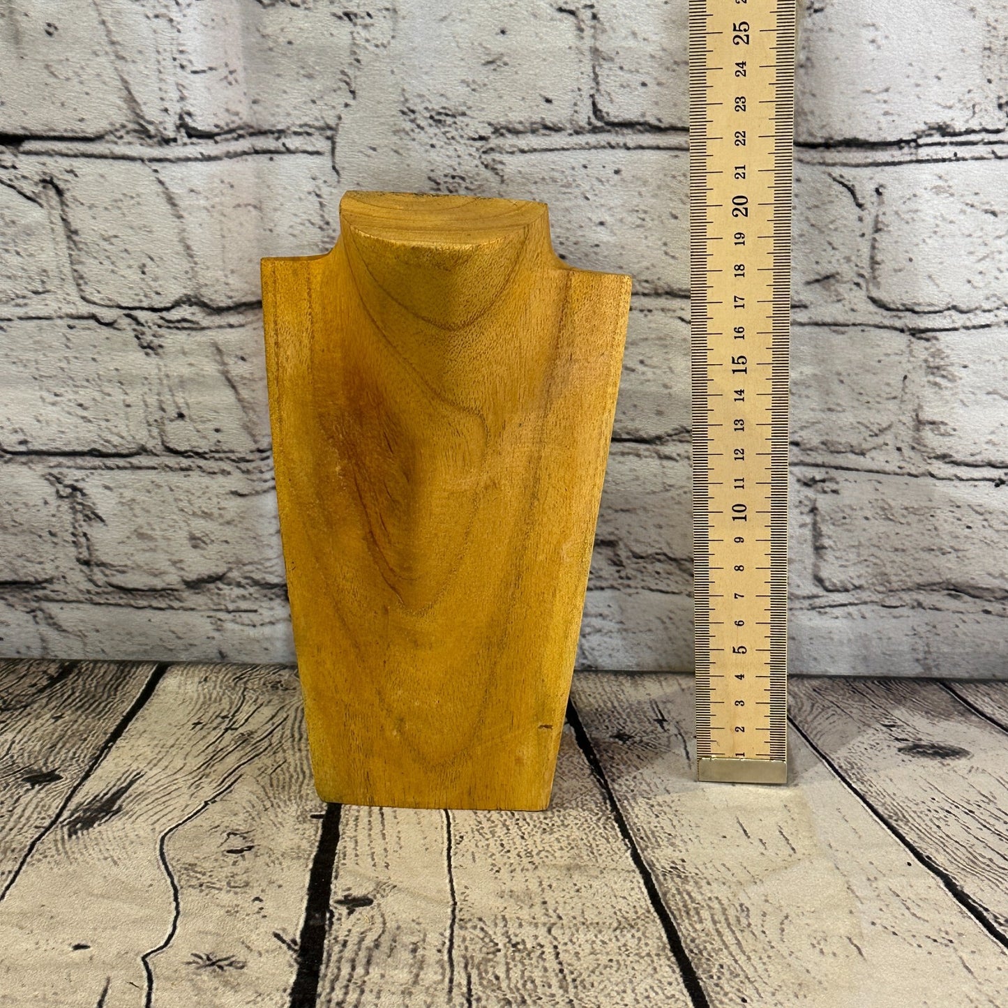 20cm Hand Carved Light Wooden Necklace Base Chain Jewellery Display Stand Bust