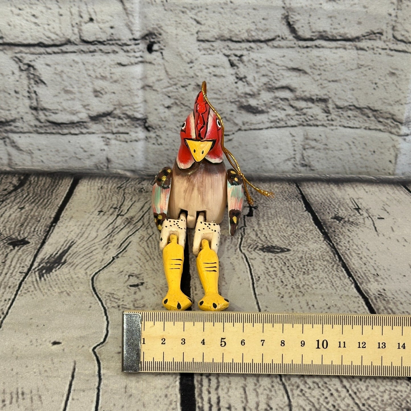 10cm Chicken Sitting Animal, Wooden Shelf Ornament Handmade and Fairtrade