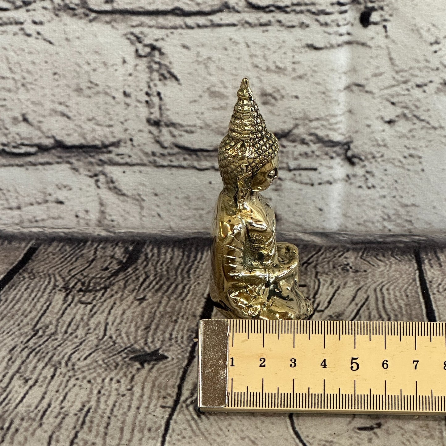 9cm x 5cm Sitting Thai Bronze Buddha Blessing Statue Figure Table Decoration Art