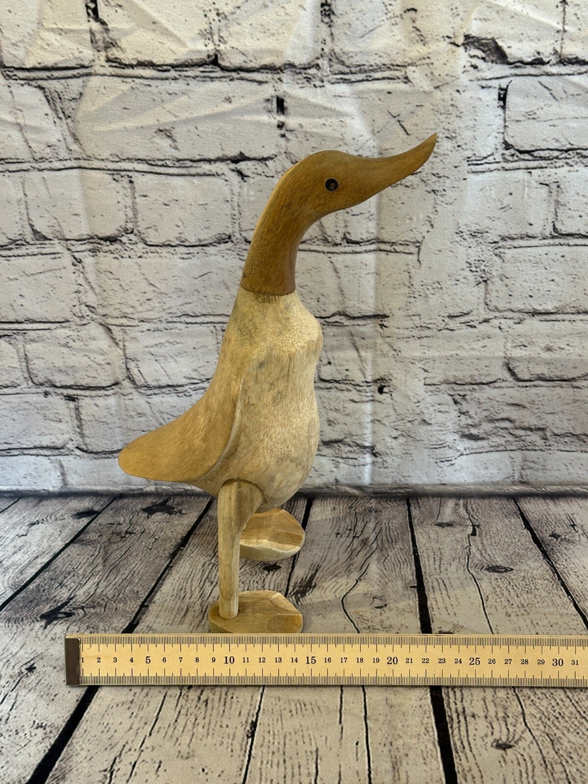 Looking Forward 30cm Tall Wooden Hairy Duckling Baby Duck Bamboo Root Fairtrade