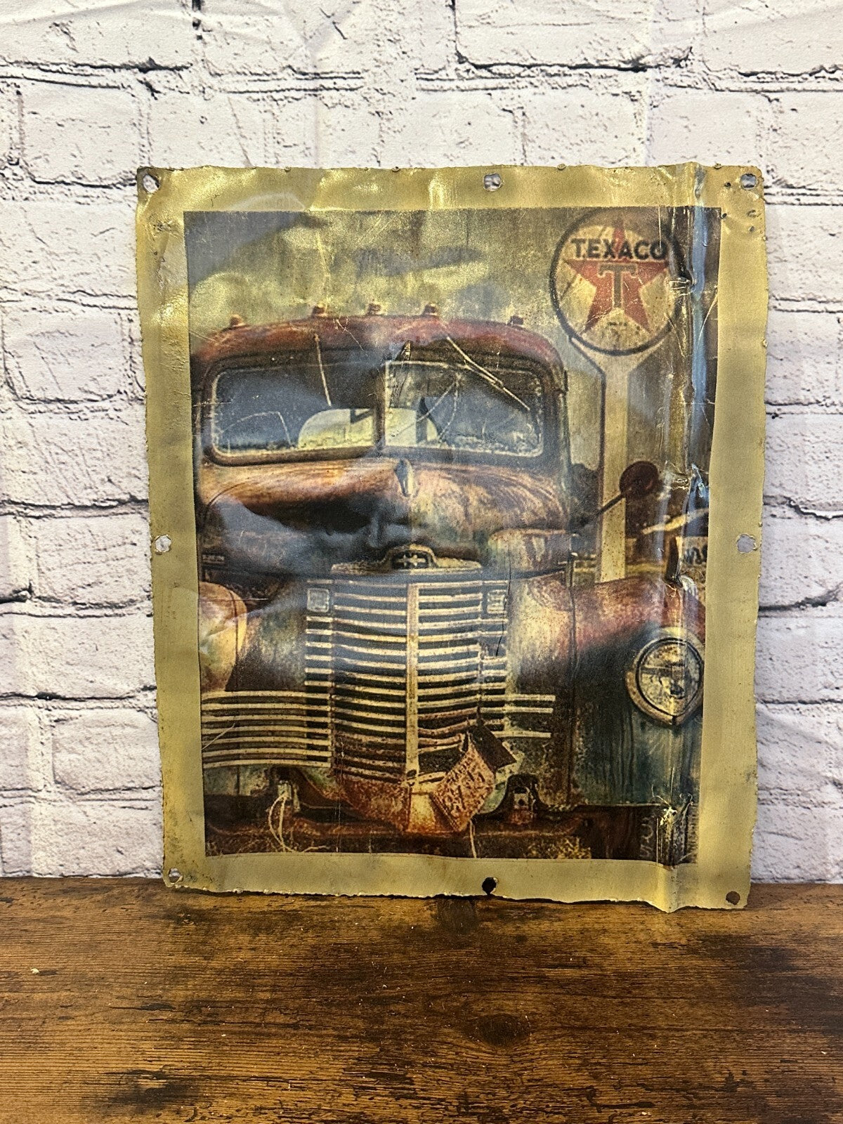 Texaco Petrol Truck USA Advert Wall Plaque 42cm x 36cm Vintage Retro Tin Sign