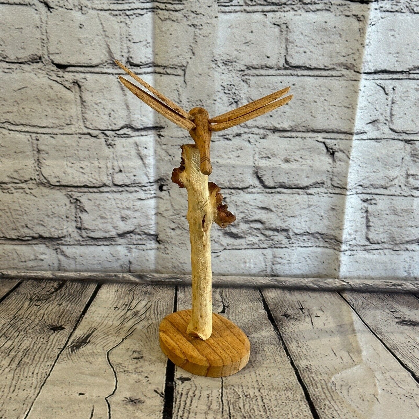 Dragonfly Stand Mushrooms Parasite Ornament Natural Carving Fairtrade Wooden
