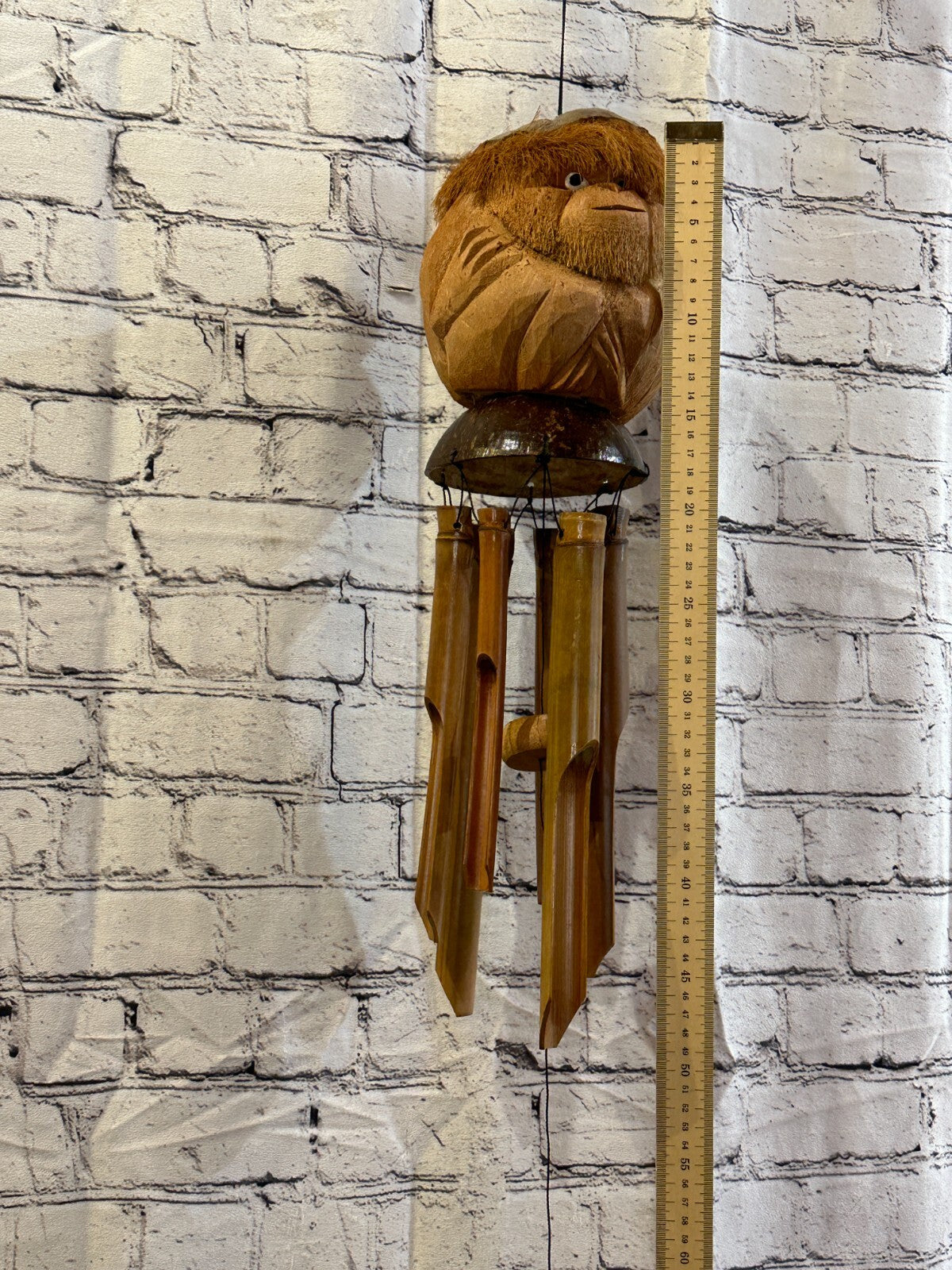 Monkey With Chimes Bamboo Windchime 20cm Garden Gift Summer Handmade Chimes