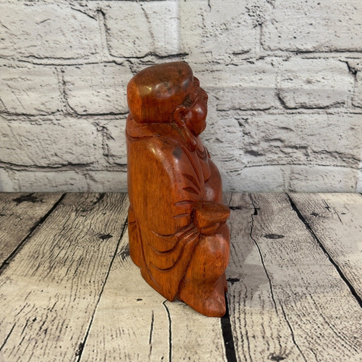18cm Wooden Seated Buddha Meditation Meditation Serenity Hand Carved Fair Trade