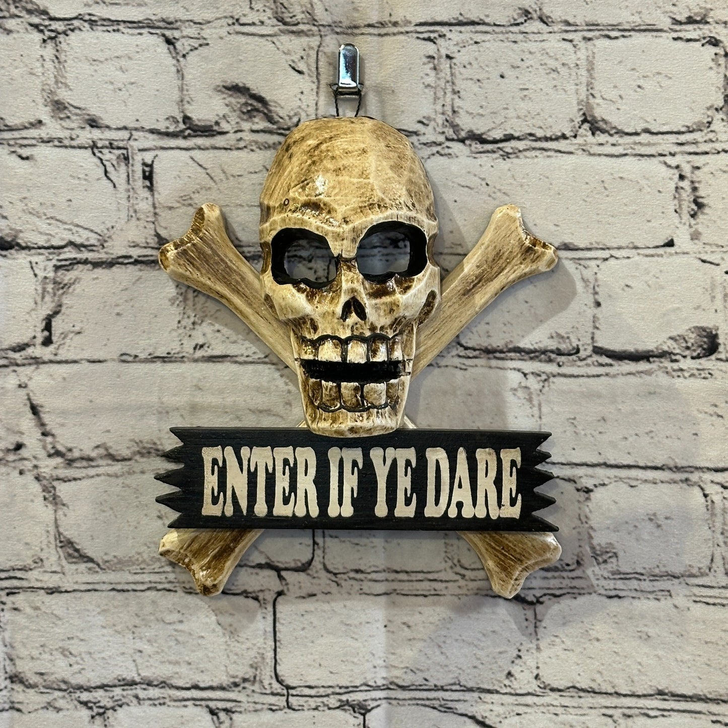 Skull & Crossbones Enter If Ye Dare Pirate Sign Door Plaque 20cm x 20cm Handmade