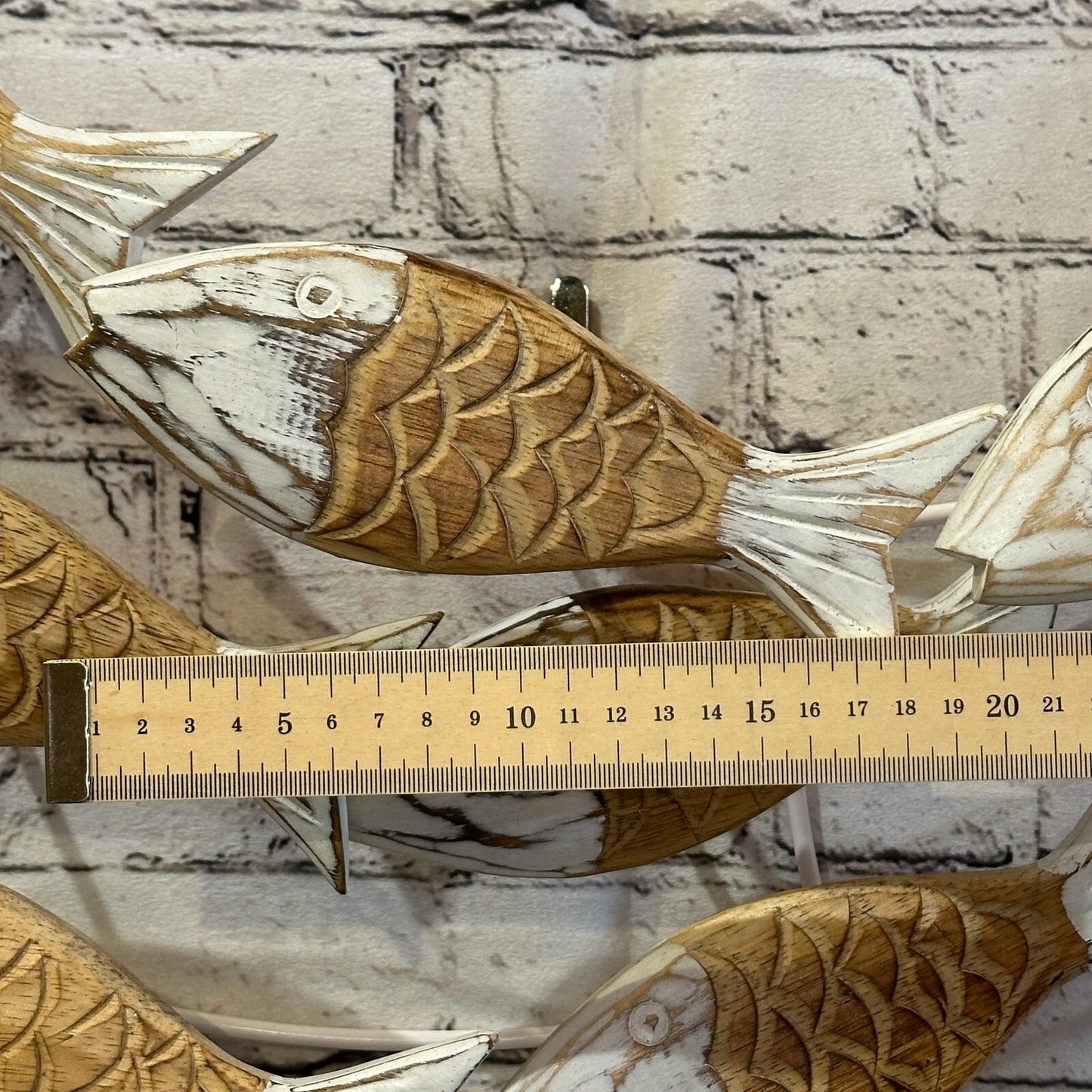 80cm Brown White Shoal Of Fish On Wood   Fish Decoration Fish Shoal Sprats Fish
