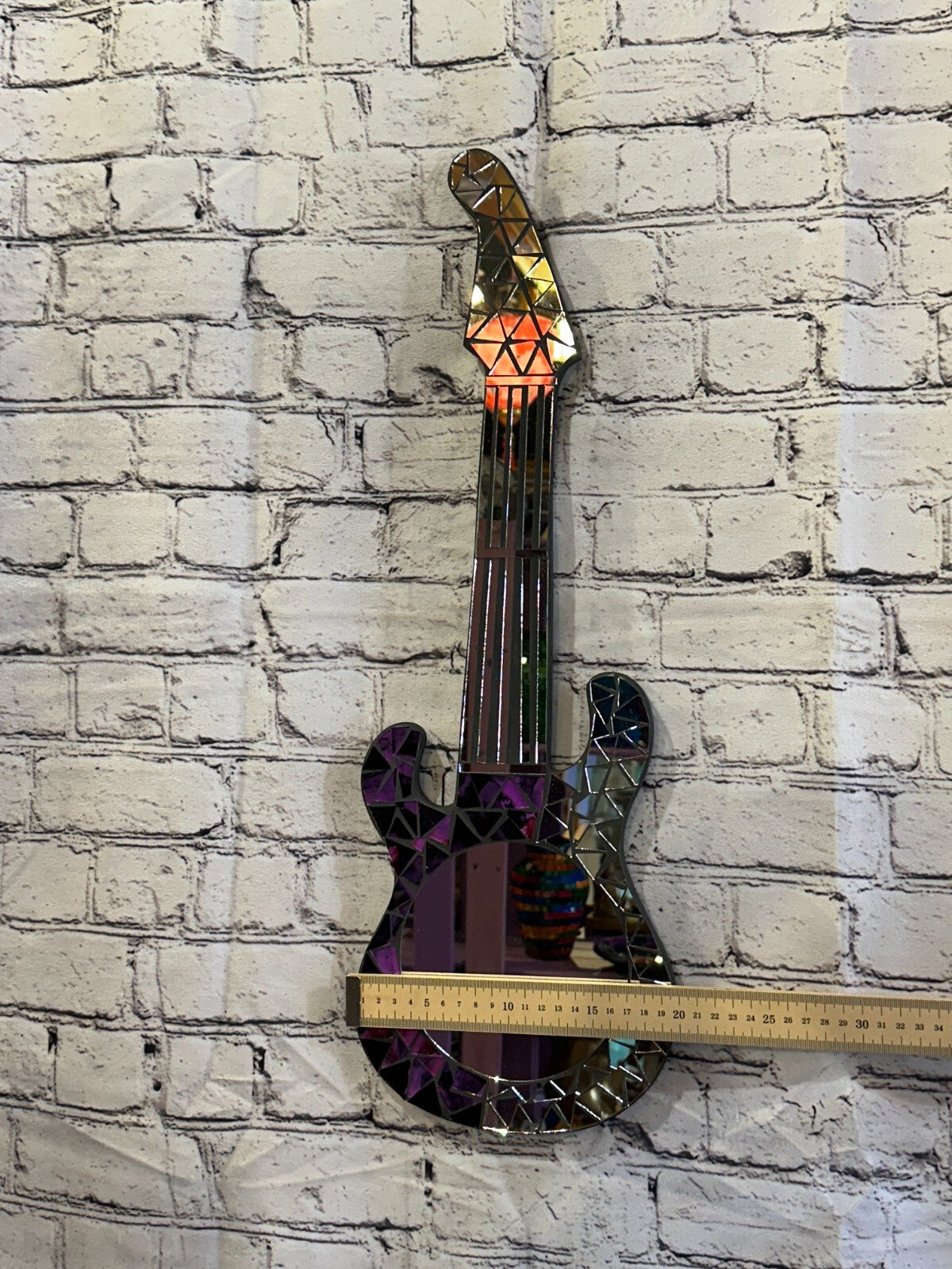 Purple Guitar Mosaic Tile Wall Mirror 60cm x 20cm 24 Inches Handmade New