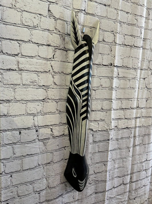 100cm Stripe Zebra Hand Carved Fair Trade Wooden Animal Wall Art Wall Hang Mask