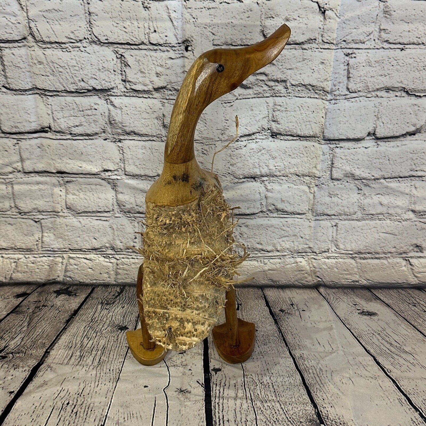 Looking Right 40cm Tall Wooden Hairy Duckling Baby Duck Bamboo Root Fairtrade