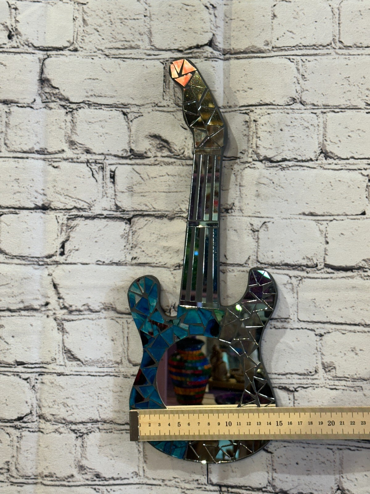 Blue Guitar Mosaic Tile Wall Mirror 40cm x 15cm 16 Inches Handmade New