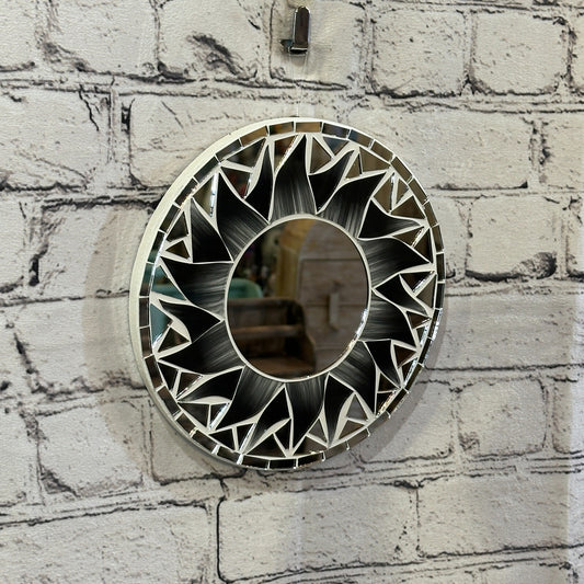 Black Flame Sun Mosaic Tile Wall Mirror 20cm x 20cm 8 Inches Handmade New
