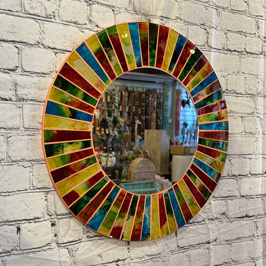 Rainbow Terracotta Line Mosaic Tile Wall Mirror 50cm x 50cm 20 Inches Handmade