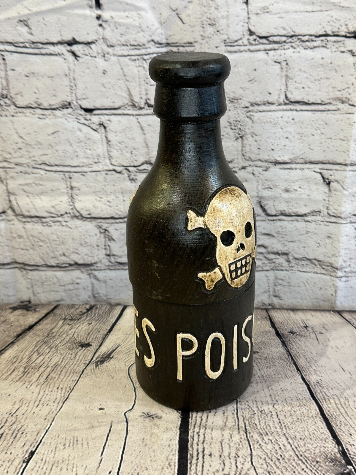 28cm x 10cm x 10cm Bottle Pirate Wooden Gothic Skeleton Skull Head Jewellery Box